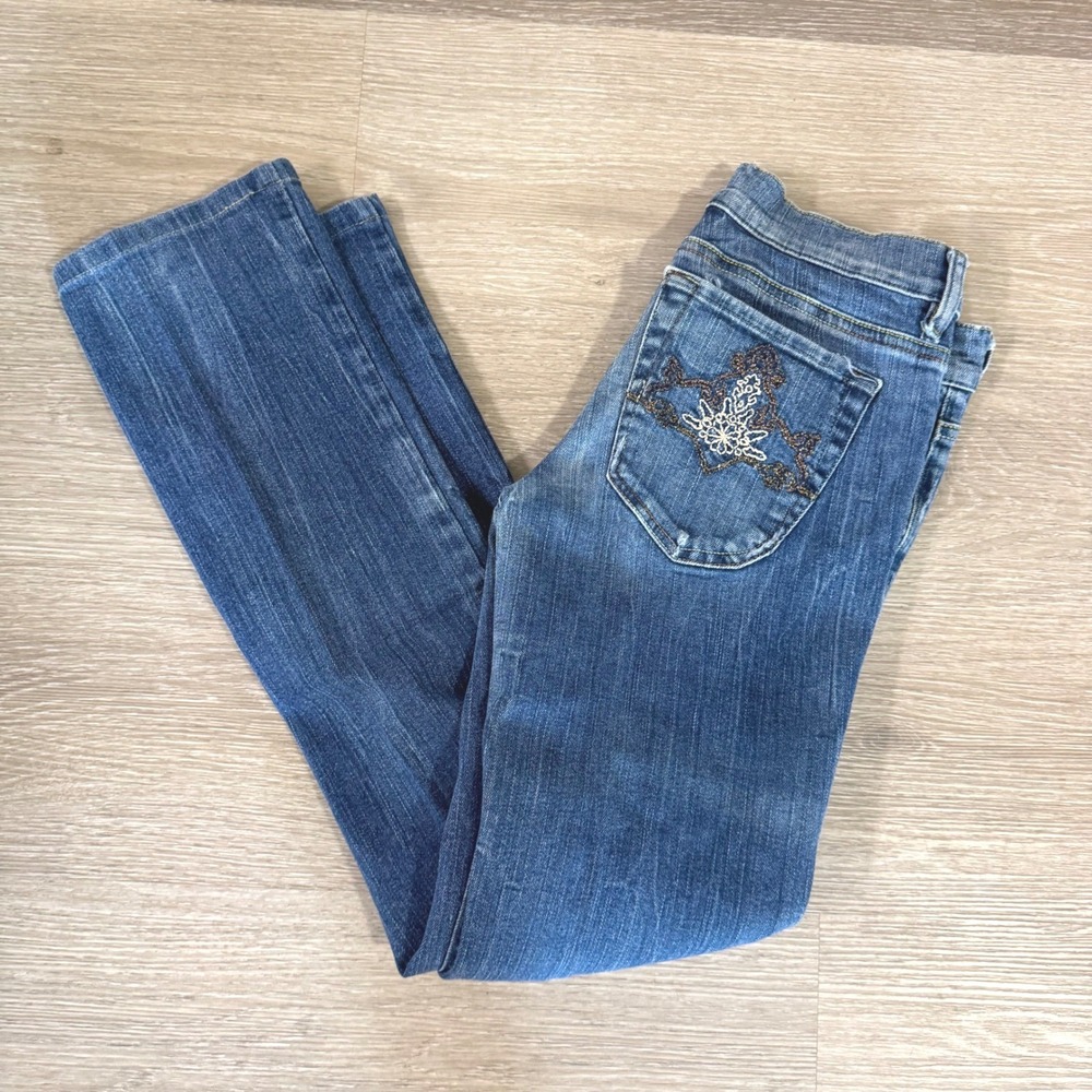 Y2K Diesel Liv Jeans Female 29 Blue Low Rise Straight Leg Embroidered Italy